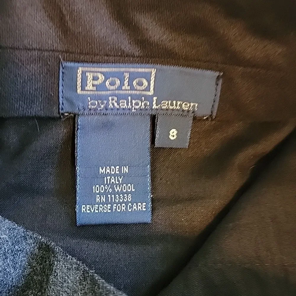 POLO BY RALPH LAUREN CHARCOAL GRAY 100% WOOL DRESS PANTS, SIZE 8